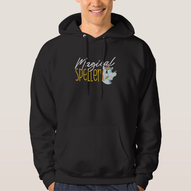 Sudadera Spelling Bee Champion Girls School Unicorn Spellin (Anverso)