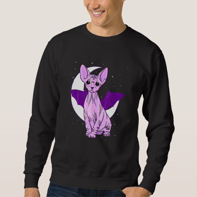 Sudadera Sphynx Cat Bat Cute Pastel Goth Creepy Gothic Witc (Anverso)
