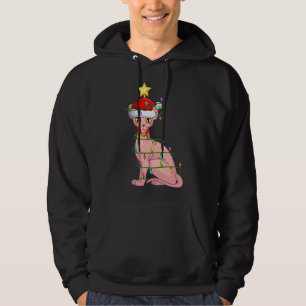 Sudadera Sphynx Cat Ighing Xmas Árbol Coincidiendo con Gato