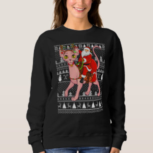 Sudadera Sphynx Cat Lover Santa Riding Sphynx Cat Ugly Chri