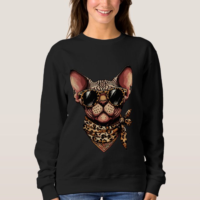 Sudadera Sphynx Con Leopardo Animal Con Sungla (Anverso)