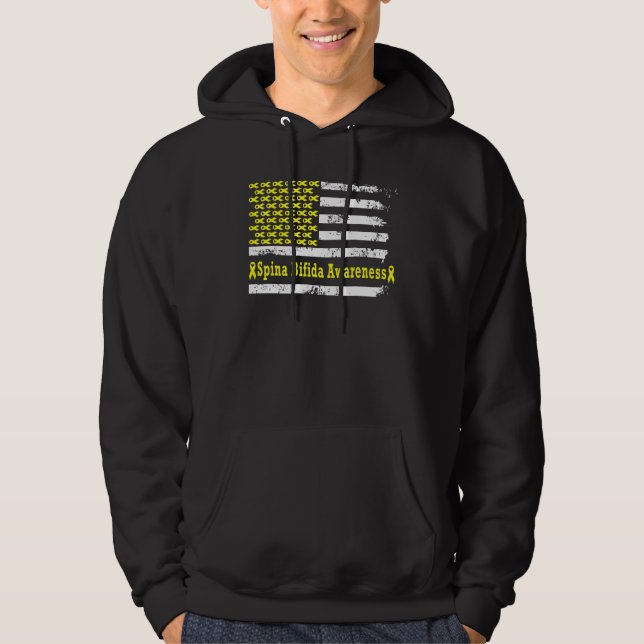 Sudadera Spina Bifida Awareness USA Flag American Yellow Su (Anverso)