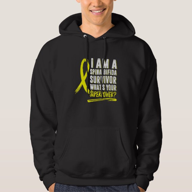 Sudadera Spina Bifida Conciencia Doble Sobreviviente de col (Anverso)