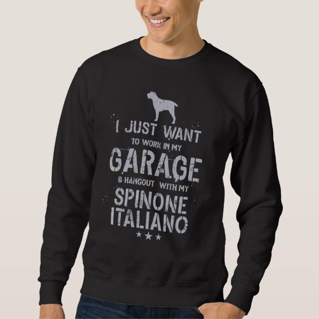 Sudadera Spinone Italiano Papá Garaje Hombres Colgar (Anverso)