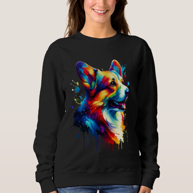 Sudadera Splash Art Cardigan Welsh Corgi Corgis (Anverso)