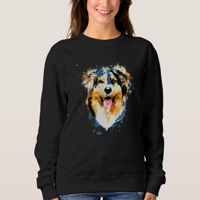 Sudadera Splash Art Colorful Australian Shepherg Dog (Anverso)