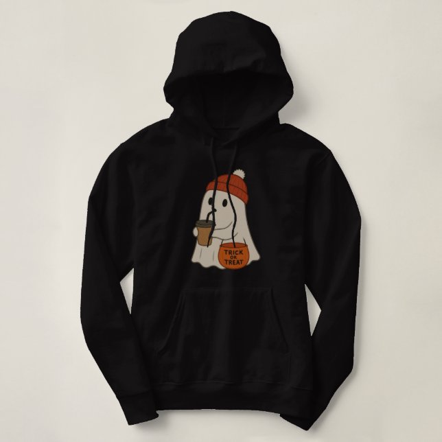 Sudadera Spooky Cute Adorable Ghost Red Beanie Halloween  (Diseño del anverso)