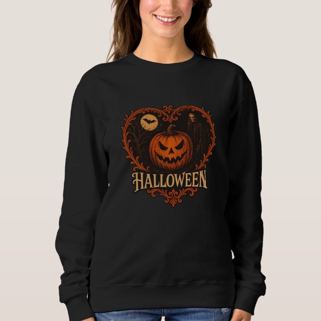 Sudadera Spooky Halloween Ghost Women's Basic Sweatshirt –  (Anverso)