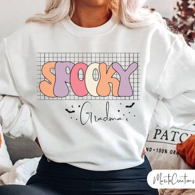 Sudadera Spooky, Halloween Gradma, Groovy Retro Halloween (Spooky Gradma)