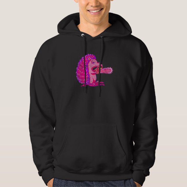 Sudadera Spooky Hedgehog Vaporwave Creepy Animal Chainsaw H (Anverso)