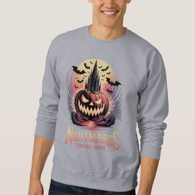 Sudadera Spooky Jack-o'-Lantern & Haunted Castle Illustrati (Anverso)