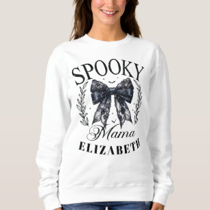 Sudadera Spooky Mama Halloween Coquette Bow Custom Name