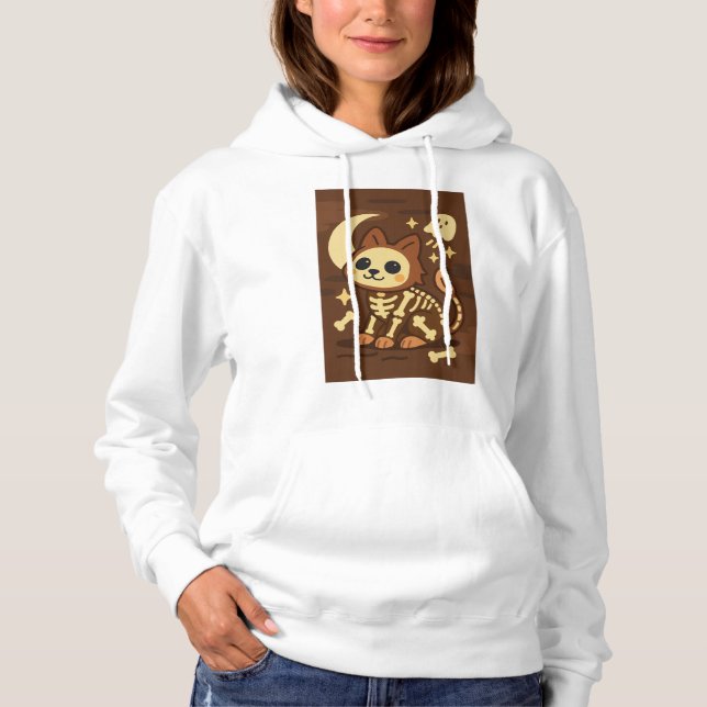 Sudadera Spooky Skeleton Cat and Ghost  (Anverso)