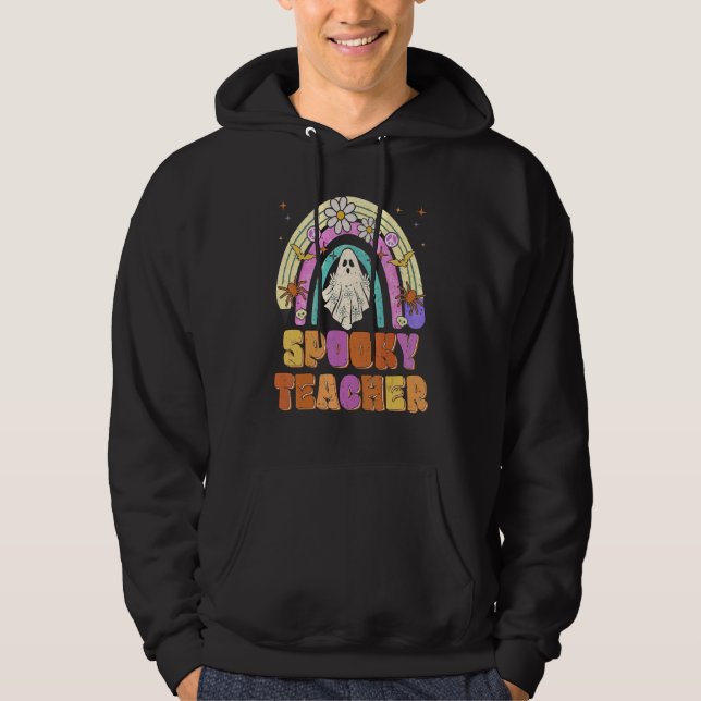 Sudadera Spooky Teacher Retro Spooky Floral Ghost Hippie Ha (Anverso)