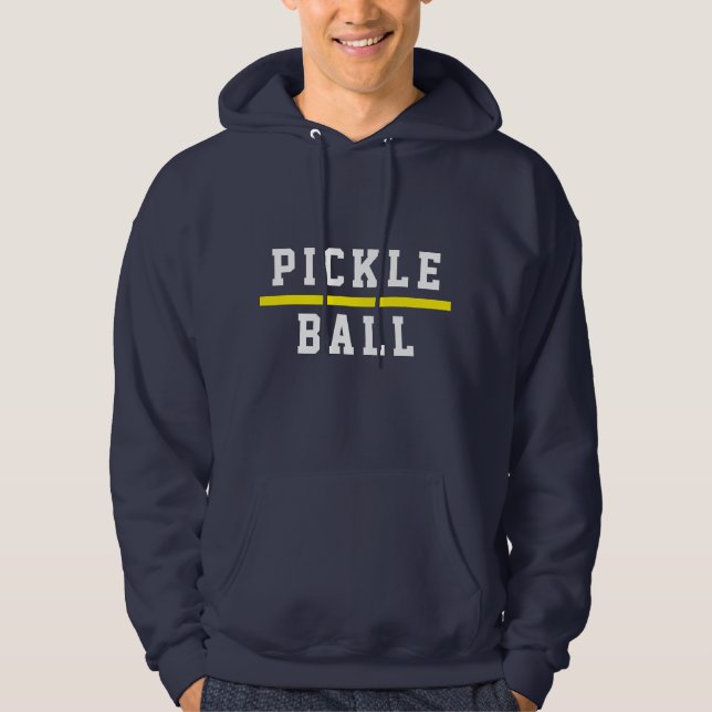 Sudadera Sporty PICKLEBALL Yellow Stripe On Navy Blue (Anverso)