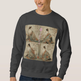 Sudadera "Spring at Dawn" Japanese Cat in Kimono Art