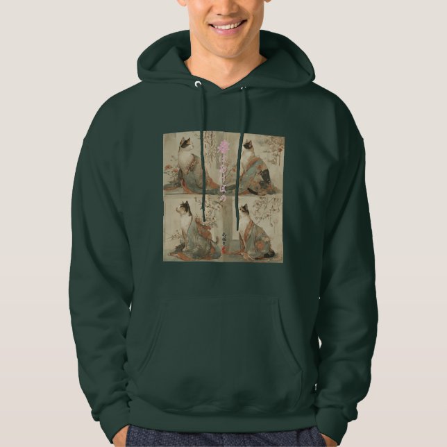 Sudadera "Spring at Dawn" Japanese Cat in Kimono Art (Anverso)