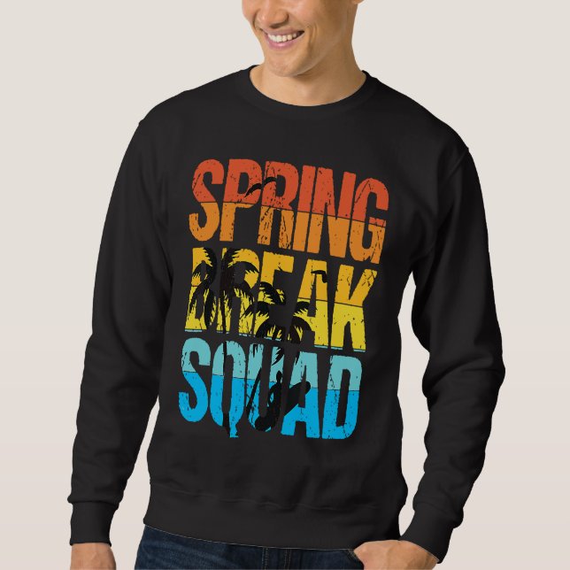 Sudadera Spring Break Squad Beach Surfer Palm Tree Artwork (Anverso)