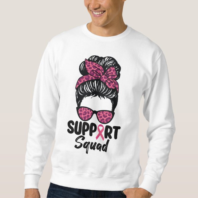 Sudadera Squad Messy Bun Guerrero Rosa Cáncer de Mama (Anverso)