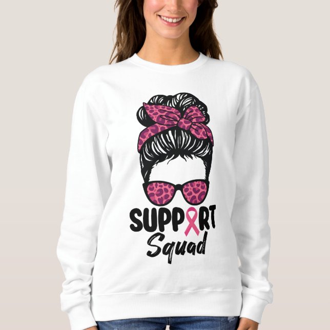 Sudadera Squad Messy Bun Guerrero Rosa Cáncer de Mama (Anverso)