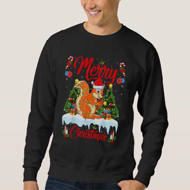 Sudadera Squirrel Lights Xmas Tree Santa Squirrel Christmas (Anverso)