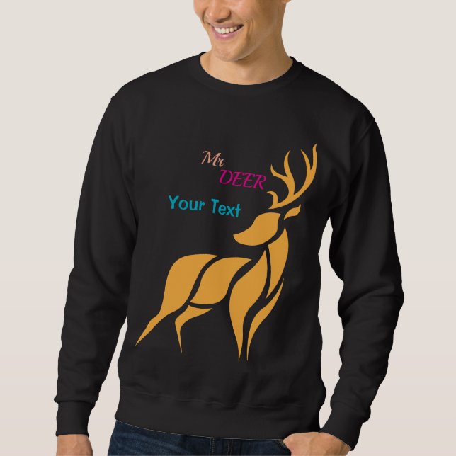 Sudadera Sr. Ciervo Gráfico – Estilo Bosque Rústico (Anverso)