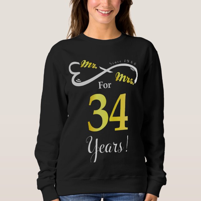 Sudadera Sr. Sra. Infinite Love Married Aniversario 34 Años (Anverso)