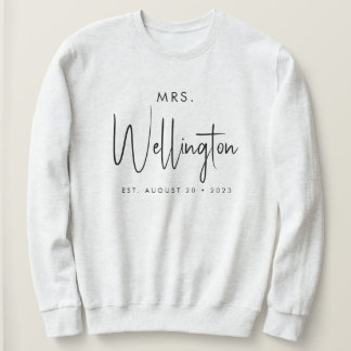 Sudadera Sra. Black Script Custom Name Bridal