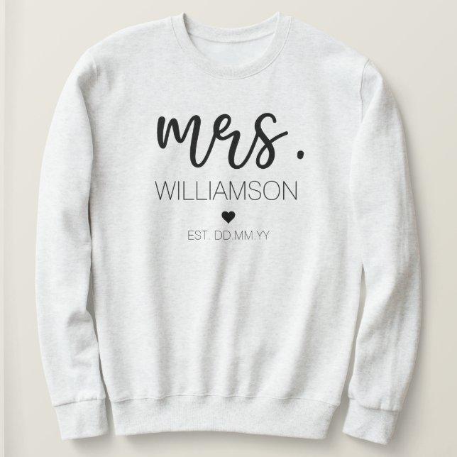 Sudadera Sra. Elegant Custom Name Boda New Couple Gift  (Anverso del diseño)