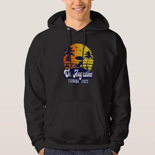 Sudadera St. Augustine 2023 Florida Sunset Beach Retro Prem (Anverso)