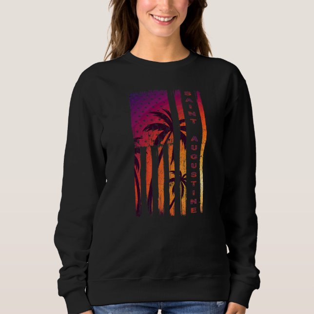Sudadera St Augustine Beach Vacation Florida Sunset Palm Us (Anverso)
