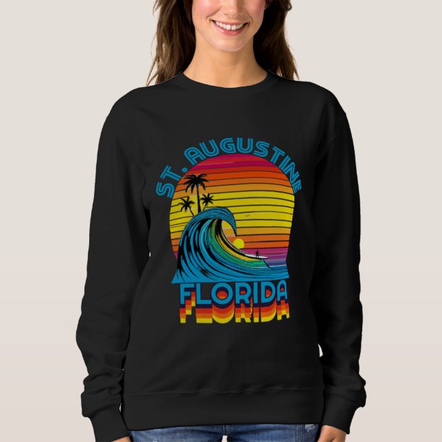 Sudadera St Augustine Florida Retro Throwback Surf & Beach  (Anverso)
