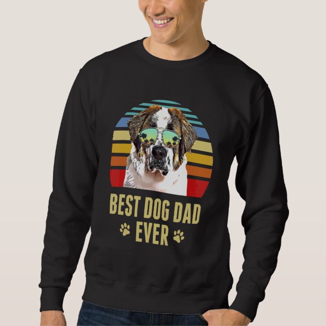 Sudadera St Bernard Mejor Perro Papá Nunca Retro Sunset (Anverso)