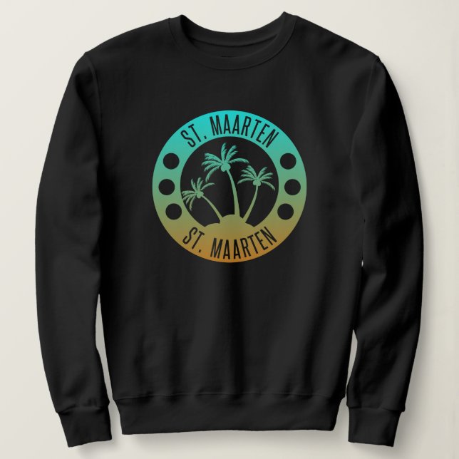 Sudadera St. Maarten Ocean Aqua Blue Gradient Sint Martin (Anverso del diseño)