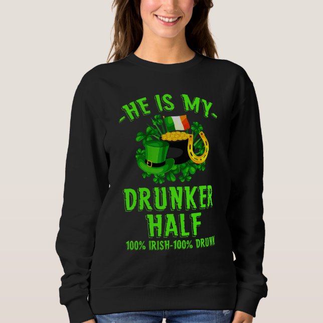 Sudadera St Patrick Day Borrador Medio 100 Irlandés Shamroc (Anverso)