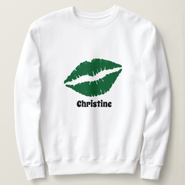 Sudadera St patrick day lindo labios irlandeses verdes besa (Anverso del diseño)