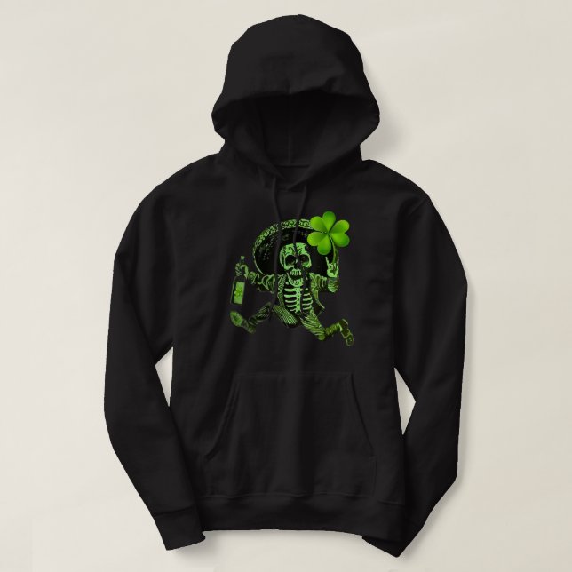 Sudadera St Patrick Day Skeleton Bebe Wine Clover Shamr (Diseño del anverso)