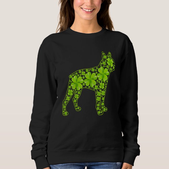 Sudadera St Patrick Retro Leprechaun Boston Terrier Dog Sha (Anverso)
