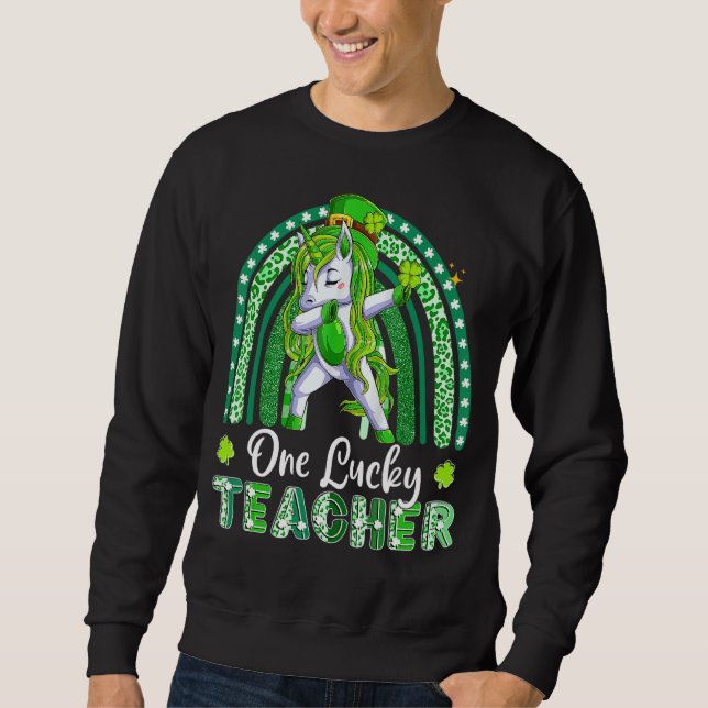 Sudadera St Patrick S Day Green Leopardo Shamrock One Lucky (Anverso)