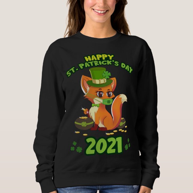 Sudadera St Patricks Day 2021 Lucky Fox Irish Social Distan (Anverso)