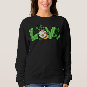 Sudadera St Patricks Day Buffalo Plaid Gnome Love Shamrock
