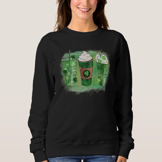 Sudadera St Patricks Day Coffee Lucky Latte Green Irish Sha (Anverso)