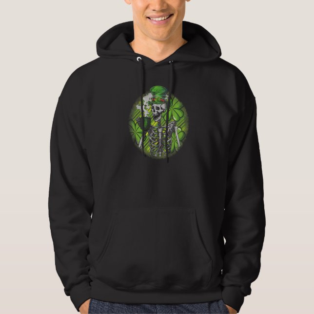 Sudadera St Patricks Day Coffee Skeleton Shamrock (Anverso)