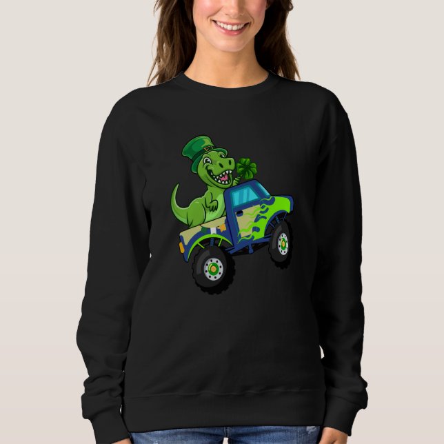 Sudadera St Patricks Day Cute Dinosaur Monster Truck Kids B (Anverso)