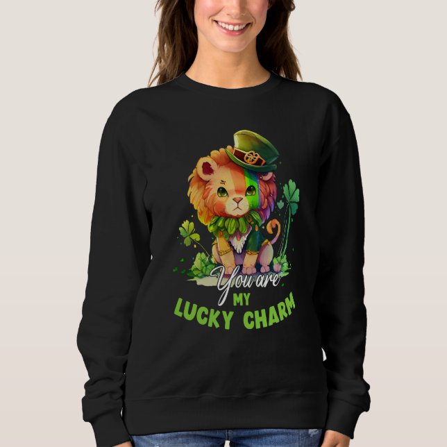 Sudadera St Patricks Day Cute Luck Charm Lion Kids (Anverso)