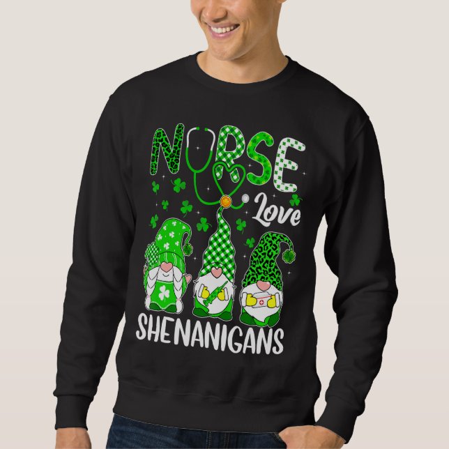 Sudadera St Patricks Day Enfermera de amor Shenanigans Funn (Anverso)