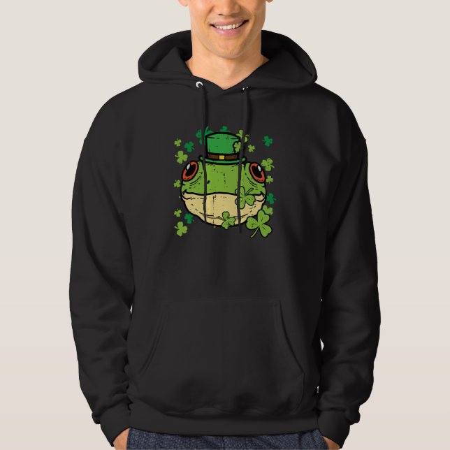 Sudadera St Patricks Day Frog Face Saint Pattys Paddys Men  (Anverso)