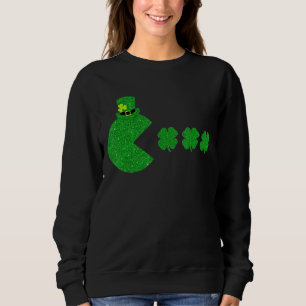 Sudadera St Patricks Day Gamer Leprechaun Comiendo Shamrock