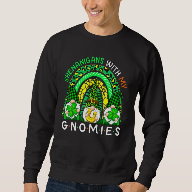 Sudadera St Patricks Day Gnome Let Shenanigans Begin Shamro (Anverso)