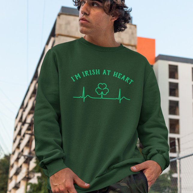 Sudadera St Patricks Day Heartbeat Sweatshirt | Texto Perso (Subido por el creador)